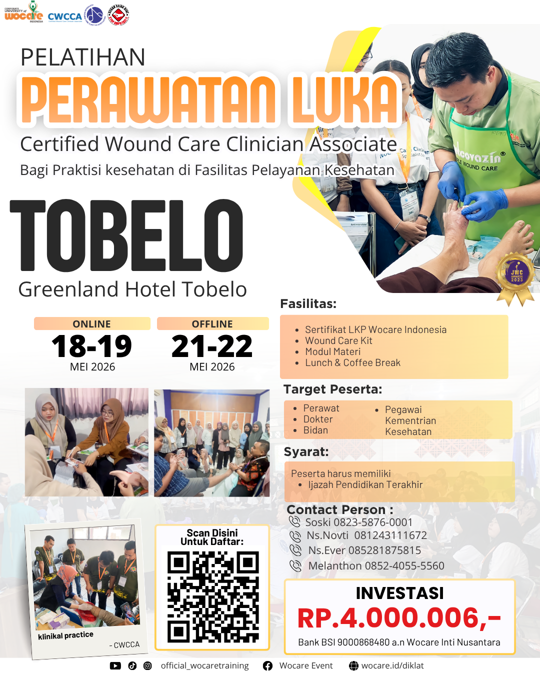 Poster diklat PELATIHAN PERAWATAN LUKA MODERN (CWCCA) TOBELO MEI 2026